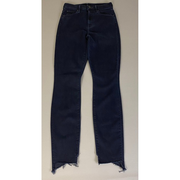 Mother The Stunner Zip Two Step Fray Hem Jeans‎ Size 24 Blue Dark Wash Denim - Picture 1 of 15